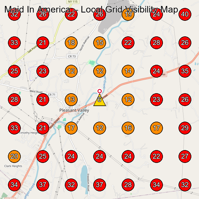 Maid In America GeoGrid visibility map for Appliance Repair Service in None